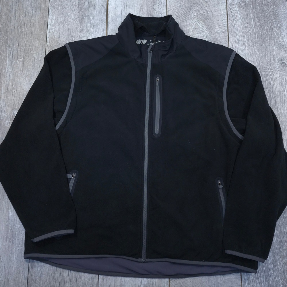 SCOTTeVEST Fleece 7.0 Jacket Mens XXL Black Travel Multi-Pocket Convertible Vest